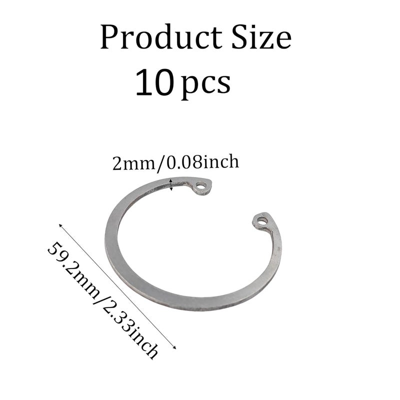 PT'SON 10Pcs 55mm Internal Retaining Ring Circlip, 304 Stainless Steel Snap Rings C-Clips for Grooved Shafts, Studs, Bearings - Image 2